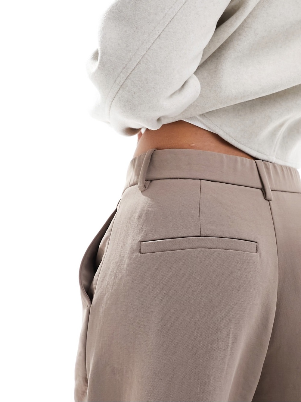Abercrombie & Fitch Wide Leg High-Rise Trousers in Taupe - Picture 3 of 11